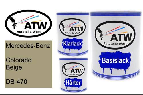 Mercedes-Benz, Colorado Beige, DB-470: 1L Lackdose + 1L Klarlack + 500ml Härter - Set, von ATW Autoteile West.